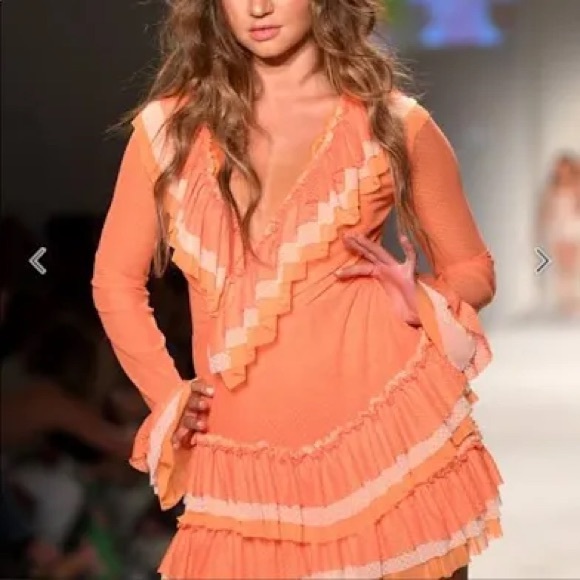 Women's Mint Green Ruffle Midi Dress - Picture 7 of 7